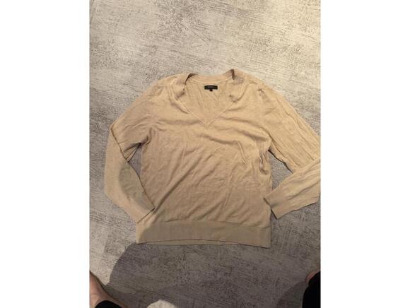 Quince Sweaters - Quince Beige V-Neck Organic Cotton/Cashmere Blend Sweater, Size L